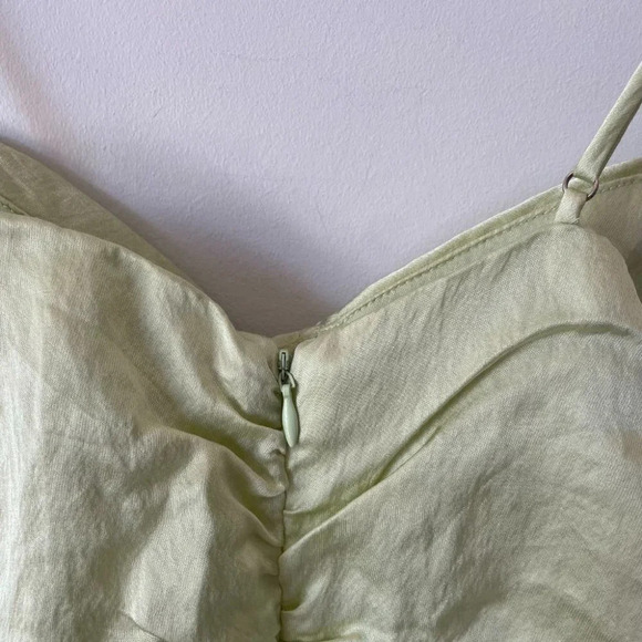 Zara Ruched Satin Effect Dress Light Green Bloggers Favourite Sz M - Picture 8 of 10
